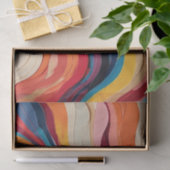 Papier Mousseline Abstrait arc-en-ciel vif rayures ondulées (Cadeau)