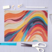 Papier Mousseline Abstrait arc-en-ciel vif rayures ondulées (Artisanat)