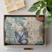 Papier Mousseline Abstrait Art College Florals & Papillons (Cadeau)