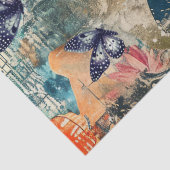 Papier Mousseline Abstrait Art College Florals & Papillons (Détail)