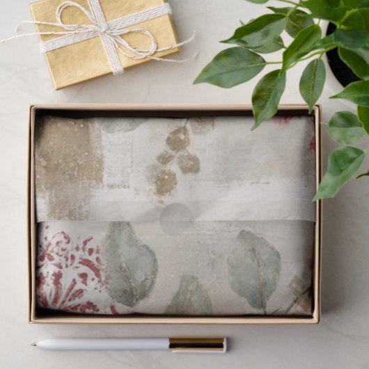 Papier Mousseline Abstrait Art College Rustic Florals Découpage (Cadeau)