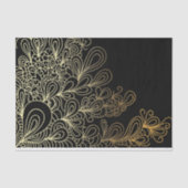 Papier Mousseline Abstrait Artistic Gold Line Doodles d'art sur Blac (Recto)