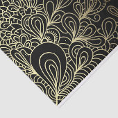 Papier Mousseline Abstrait Artistic Gold Line Doodles d'art sur Blac (Détail)