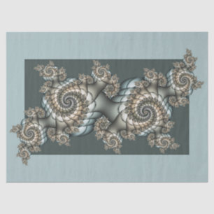 Papier Mousseline Abstrait Beige clair Bleu Fractal Art Spirales