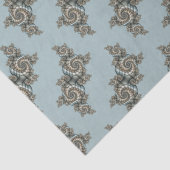 Papier Mousseline Abstrait Beige clair Bleu Fractal Art Spirales (Détail)