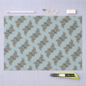 Papier Mousseline Abstrait Beige clair Bleu Fractal Art Spirales (Artisanat)