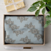 Papier Mousseline Abstrait Beige clair Bleu Fractal Art Spirales (Cadeau)