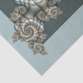 Papier Mousseline Abstrait Beige clair Bleu Fractal Art Spirales (Détail)