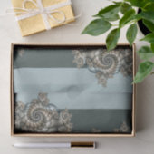 Papier Mousseline Abstrait Beige clair Bleu Fractal Art Spirales (Cadeau)