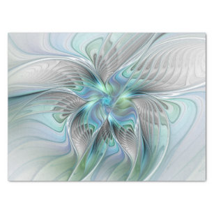 Papier Mousseline Abstrait Bleu Vert Papillon Imaginaire Fractal Art