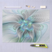 Papier Mousseline Abstrait Bleu Vert Papillon Imaginaire Fractal Art (Artisanat)