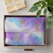 Papier Mousseline Abstrait Bleu Violet Encre d'alcool Art personnali (Cadeau)