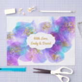 Papier Mousseline Abstrait Bleu Violet Encre d'alcool Art personnali (Artisanat)