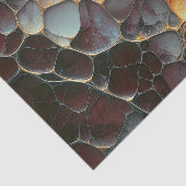 Papier Mousseline Abstrait Cellulaire Bourgogne Bleu Or (Détail)