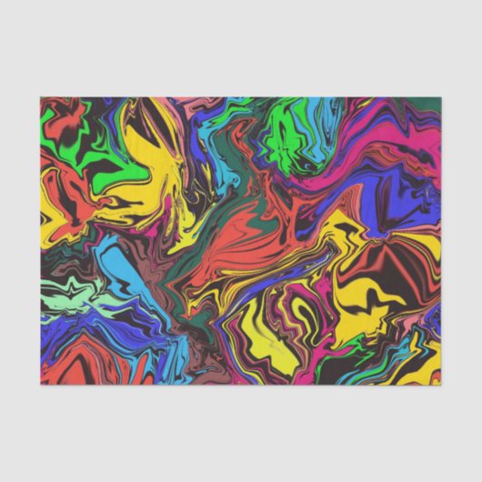 Papier Mousseline Abstrait Coloré Twirly / Poussé / (Recto)