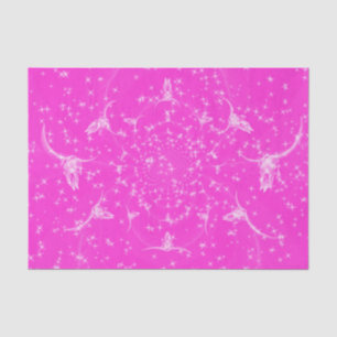 Papier Mousseline Abstrait crâne de vache rose girly glitter Western