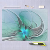 Papier Mousseline Abstrait De Bleu, Art Fractal Moderne (Artisanat)