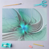 Papier Mousseline Abstrait De Bleu, Art Fractal Moderne (Artisanat)