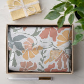 Papier Mousseline Abstrait Floral & Oiseaux Mi-siècle Motif moderne (Cadeau)