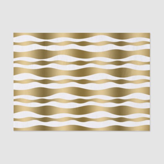 Papier Mousseline Abstrait moderne blanc & or Zebra Stripes (Recto)