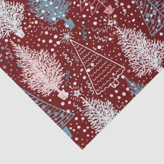 Papier Mousseline Abstrait Noël Arbres Motif 3 (Détail)
