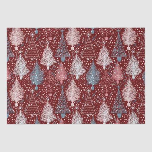 Papier Mousseline Abstrait Noël Arbres Motif 3 (Recto)