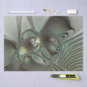 Papier Mousseline Abstrait Olive Sage Green Grey Fractal Art Imagina (Artisanat)