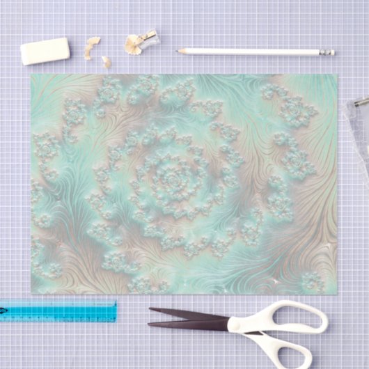 Papier Mousseline Abstrait Pastel émaillé Fractal spiral (Artisanat)
