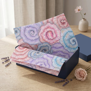 Papier Mousseline Abstrait pastel rose bleu ligne d'art floral en sp