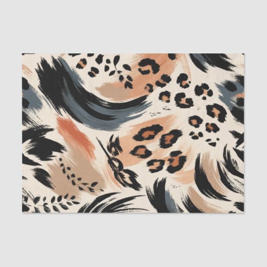 Papier Mousseline Abstrait Poster de animal exotique peint Leopard (Recto)