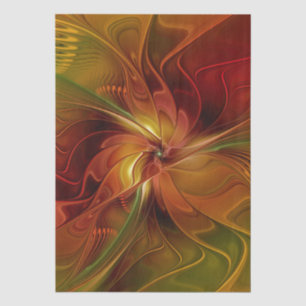 Papier Mousseline Abstrait Rouge Orange Brown Vert Fractal Art Flowe