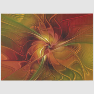 Papier Mousseline Abstrait Rouge Orange Brown Vert Fractal Art Flowe