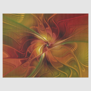 Papier Mousseline Abstrait Rouge Orange Brown Vert Fractal Art Flowe