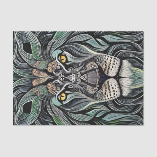 Papier Mousseline Abstrait Shabby Chic King Lion (Recto)