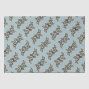 Papier Mousseline Abstrait Spirales d'Art Fractal Bleu Clair Beige