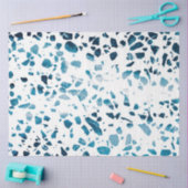 Papier Mousseline Abstrait Terrazzo Mosaic Marine et Motif bleu clai (Artisanat)