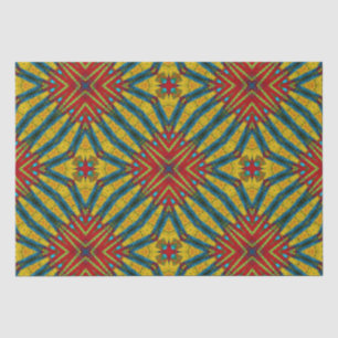 Papier Mousseline Abstraite hippie rouge jaune bleu ethnique Tribal