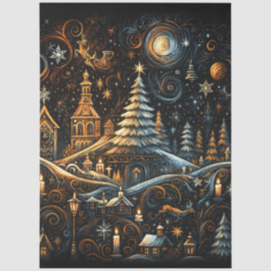 Papier Mousseline Abstraite Marque Village de Noël Dessin Ciel de nu