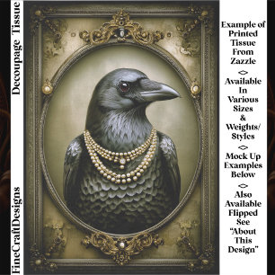 Papier Mousseline Académie Sombre Royale Corbeau & Perles ET1R Décou