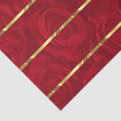 Papier Mousseline Accents or Roses rouges romantiques (Détail)