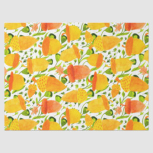 Papier Mousseline Acornes orange et jaune Motif sans couture