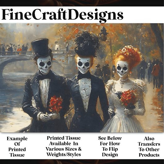 Papier Mousseline Acteurs de masques de crâne noir Carnaval BK3 Déco