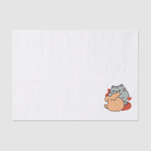 Papier Mousseline Adorable chat et chien Hug - Meow & Woof Design