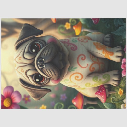 Papier Mousseline adorable Chiot coloré (Recto)