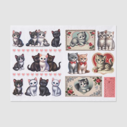 Papier Mousseline Adorable Collection Cat & Kitten Ephemera (Recto)