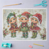Papier Mousseline Adorable elfes de Noël (Artisanat)