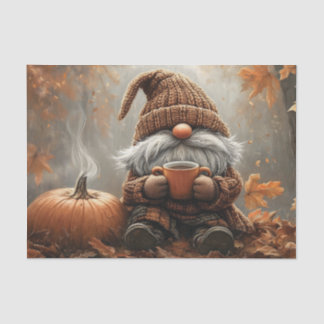 Papier Mousseline Adorable Gnome with Hot Cocoa next to a pumpkin