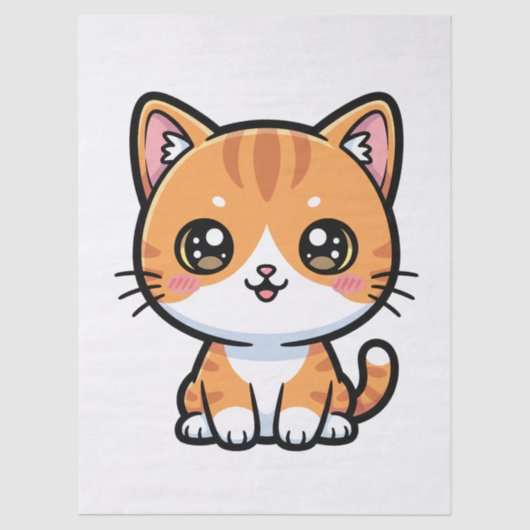 Papier Mousseline Adorable Kawaii Ginger Cat Cartoon Character (Recto)