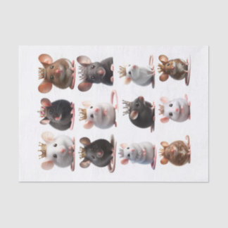 Papier Mousseline Adorable Prince et Princesse Mice avec Couronnes