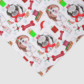 Papier Mousseline Adorable Shih Tzu Noël Motif sans couture (Détail)
